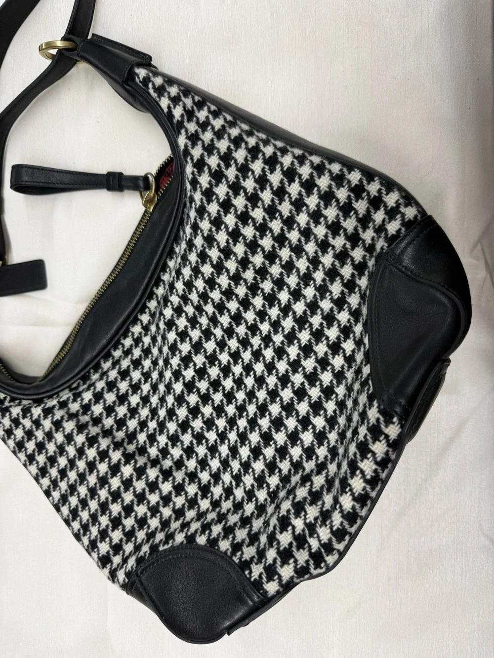 Coach Black and White Houndstooth Shoulder Bag